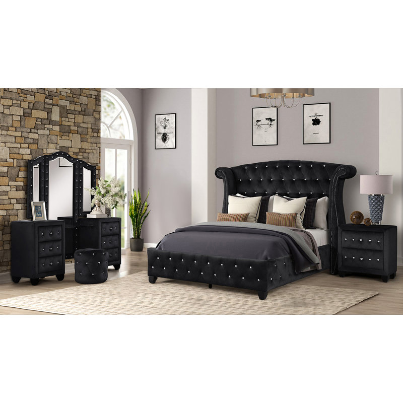 Tufted bed set king sales